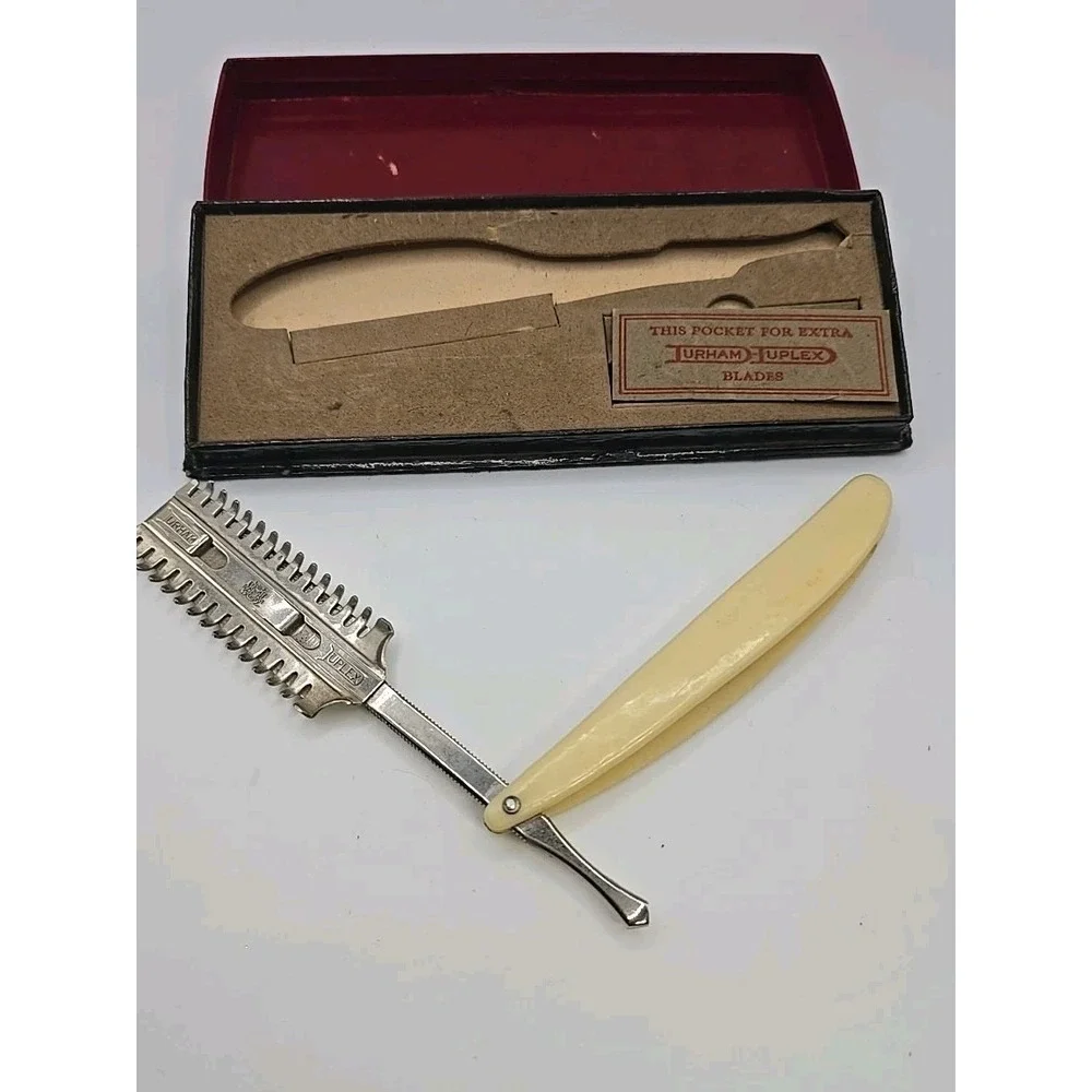 Vintage Durham-Duplex DuBarry Straight Celluloid Safety Razor He-Man's Blade